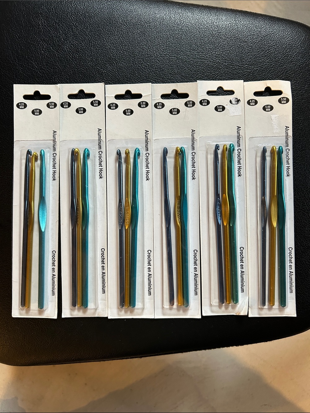 Aluminum Crochet Hook Set - Teal, Gold, Gray